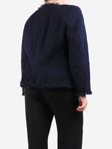 Chanel Navy 2002 ruffle detailing jacket - size UK 18
