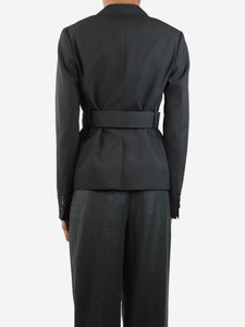 Prada Black single-breasted wool belted blazer - size UK 6