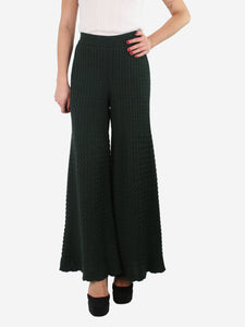 Alaia Green textured wide-leg knit trousers - size S