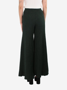 Alaia Green textured wide-leg knit trousers - size S