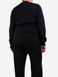 Comme Des Garçons PLAY Navy blue v-neck heart-logo jumper - size M