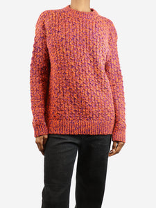 Prada Orange and purple woven long-sleeved sweater - size UK 8