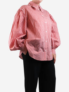 Simone Rocha Red gingham blouse - size UK 6