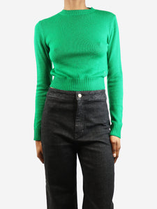 Jil Sander Green crewneck wool cropped jumper - size UK 4