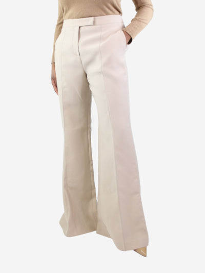 Cream flare wool trousers - size UK 16 Trousers Gabriela Hearst 