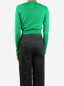 Jil Sander Green crewneck wool cropped jumper - size UK 4