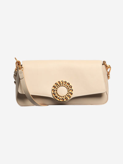 Neutral elongated leather shoulder bag Shoulder bags Aranyani 