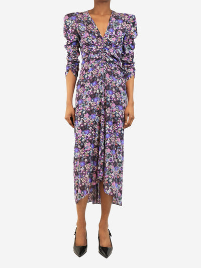 Purple floral ruched midi dress - size UK 6 Dresses Isabel Marant 