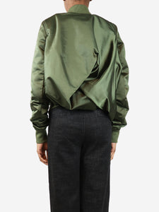 Rick Owens Green padded shell satin bomber jacket - size UK 6