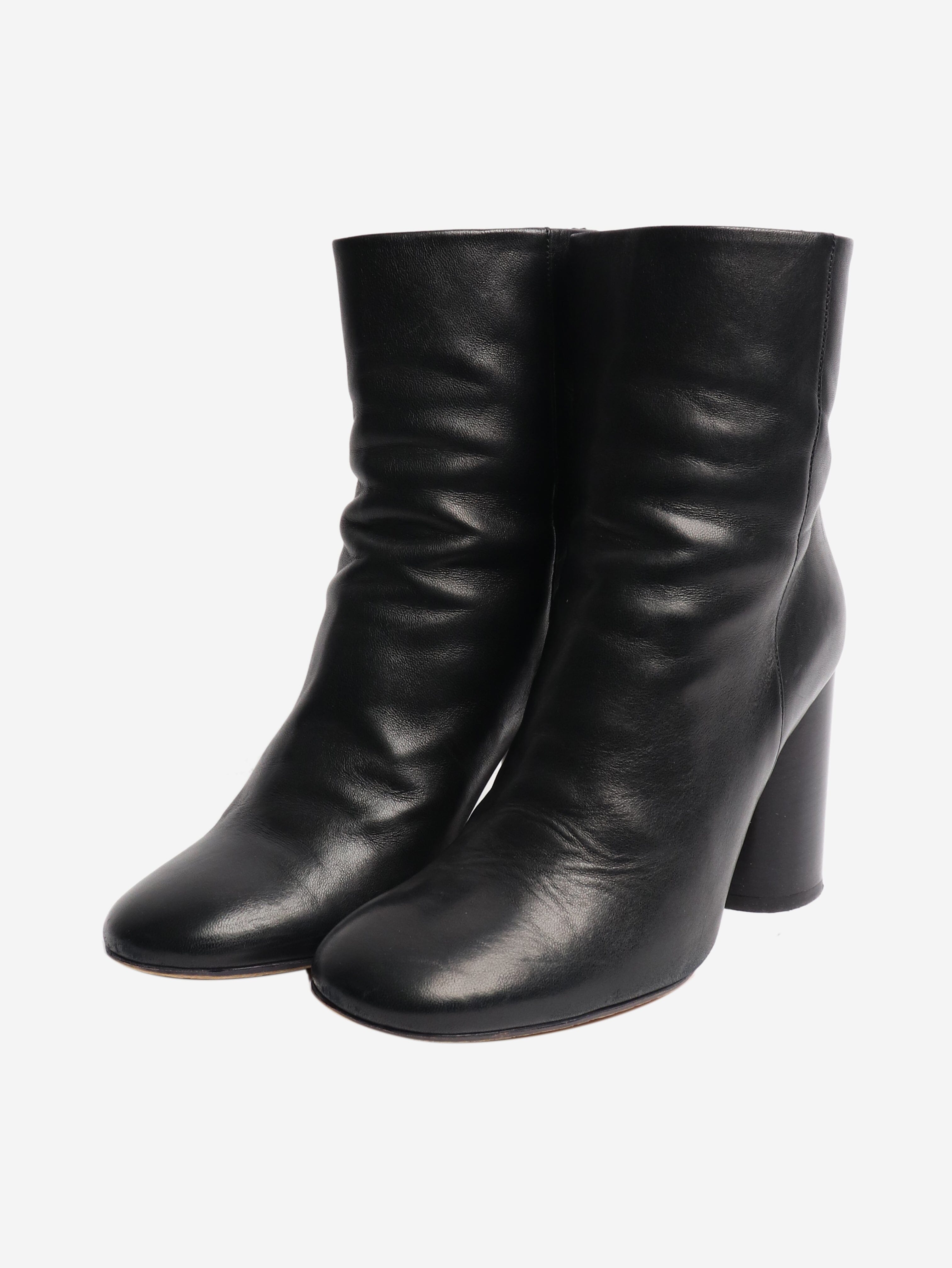 Black blocked heel leather ankle boots - size EU 37 (UK 4) Boots Isabel Marant 