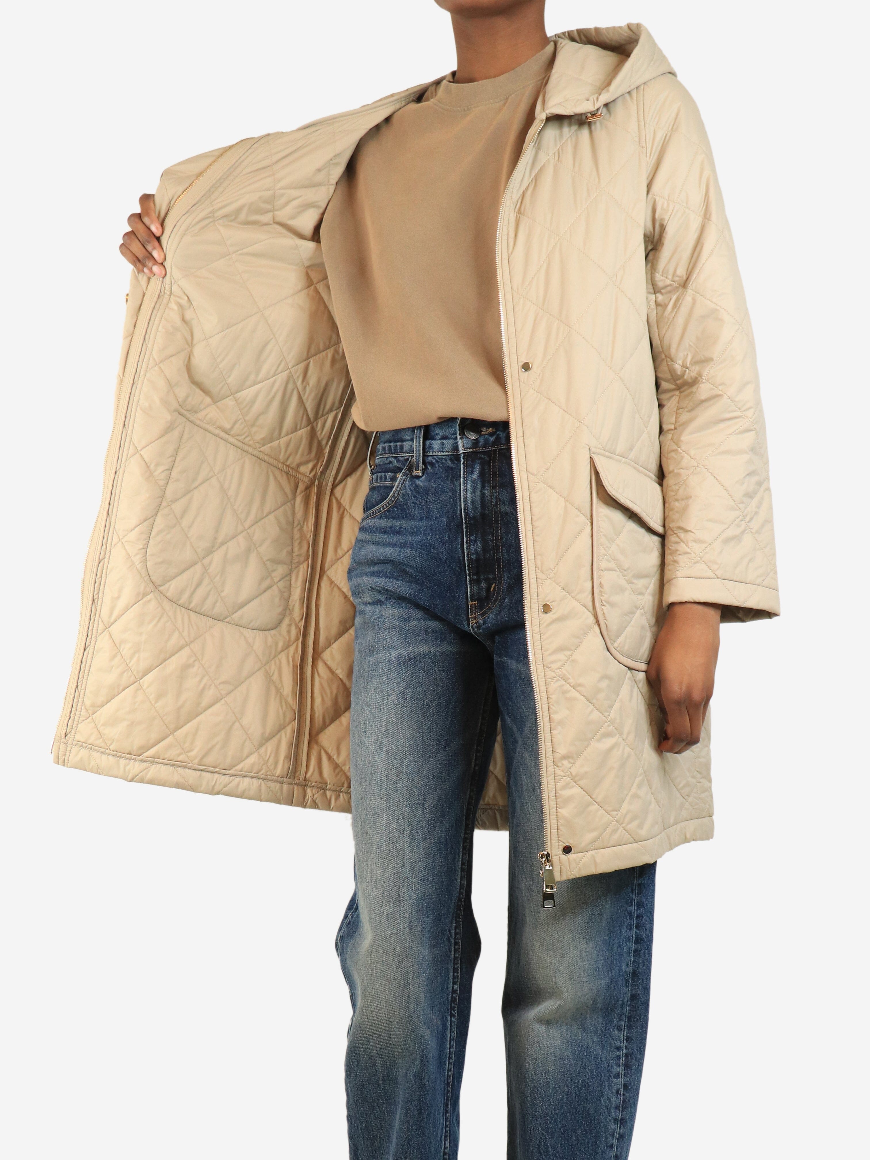 Neutral lightweight quilted parka - size UK 4 Coats & Jackets Divine Cashmere 