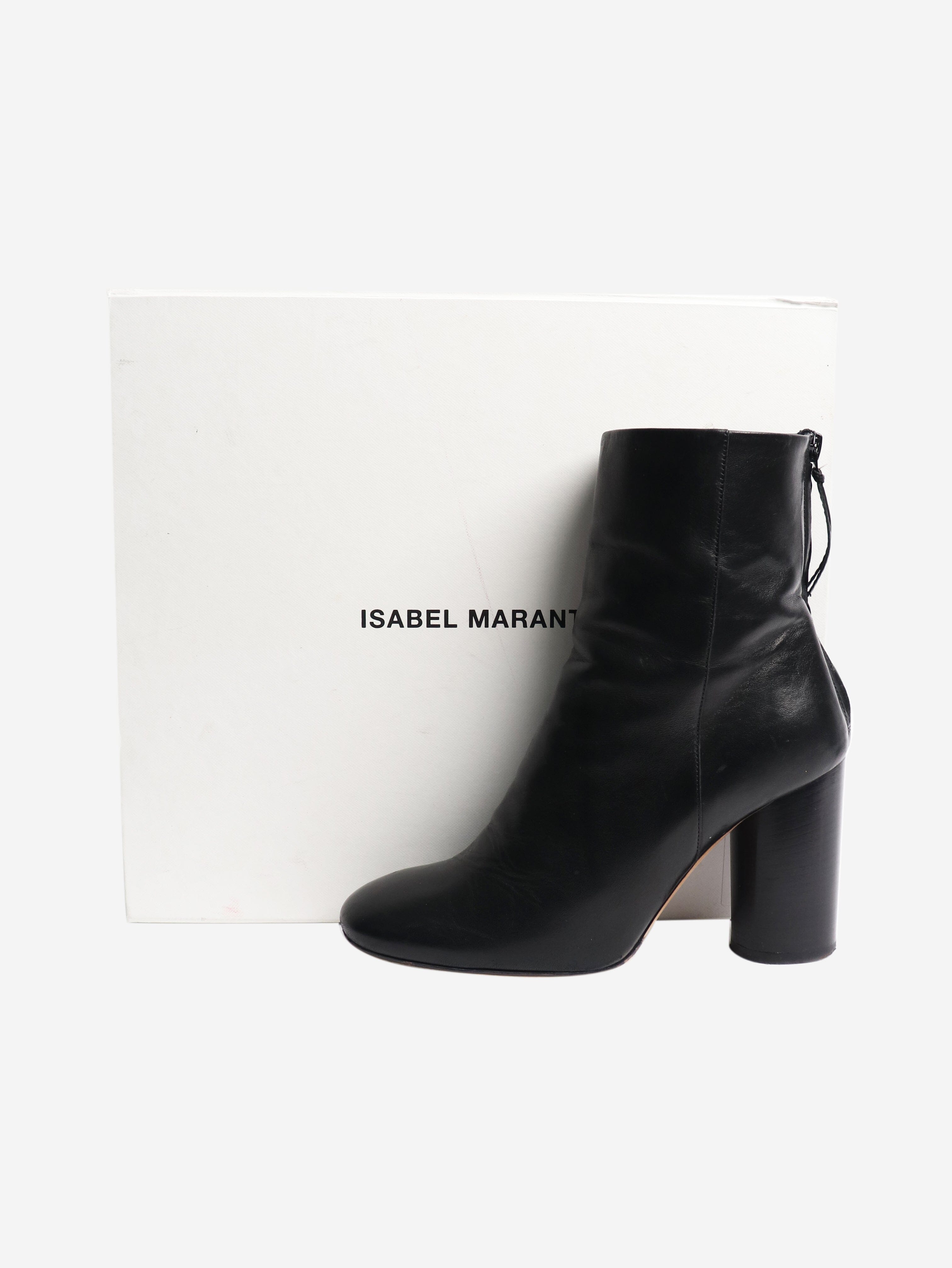 Black blocked heel leather ankle boots - size EU 37 (UK 4) Boots Isabel Marant 