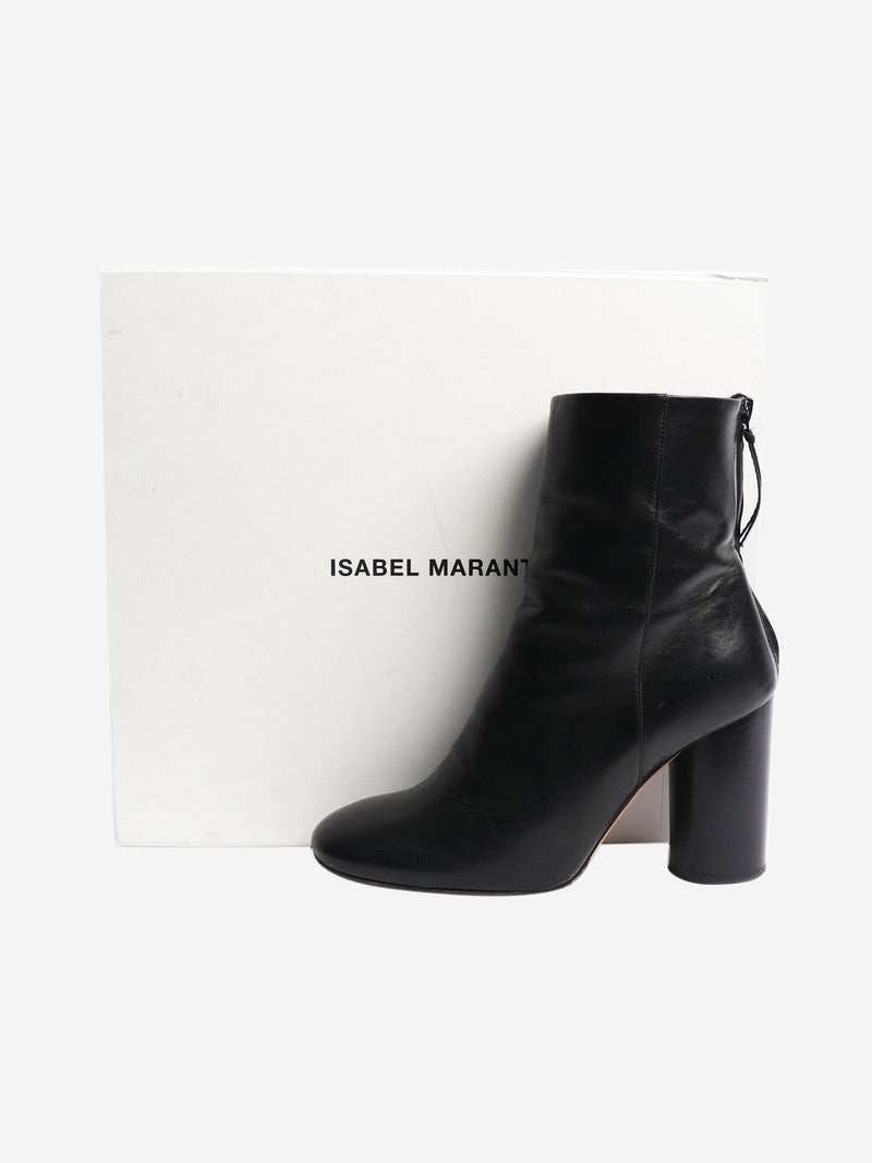 Black blocked heel leather ankle boots - size EU 37 (UK 4) Boots Isabel Marant 