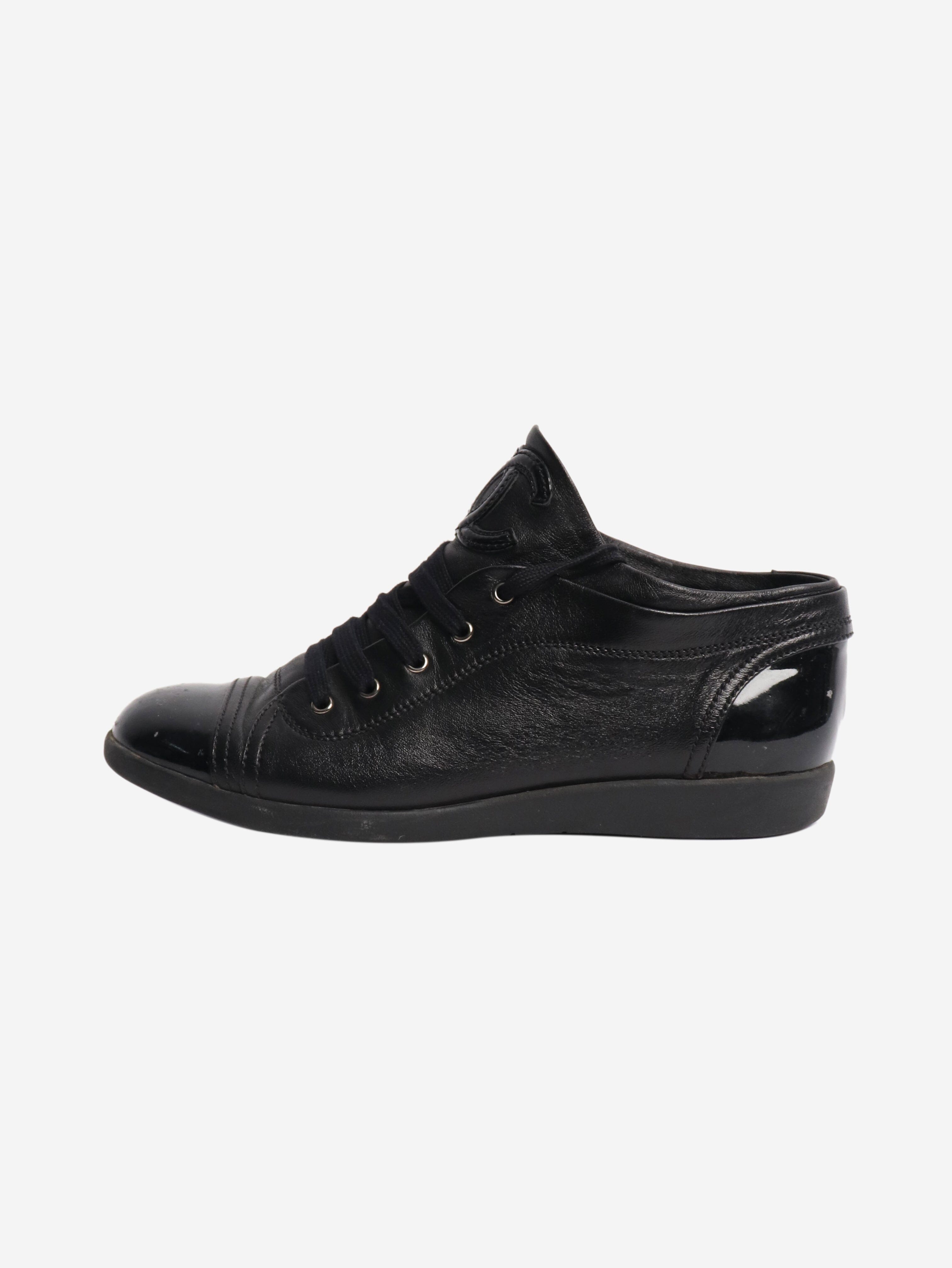 Chanel Black lace up trainers - size EU 37.5 (UK 4.5) Trainers Chanel 