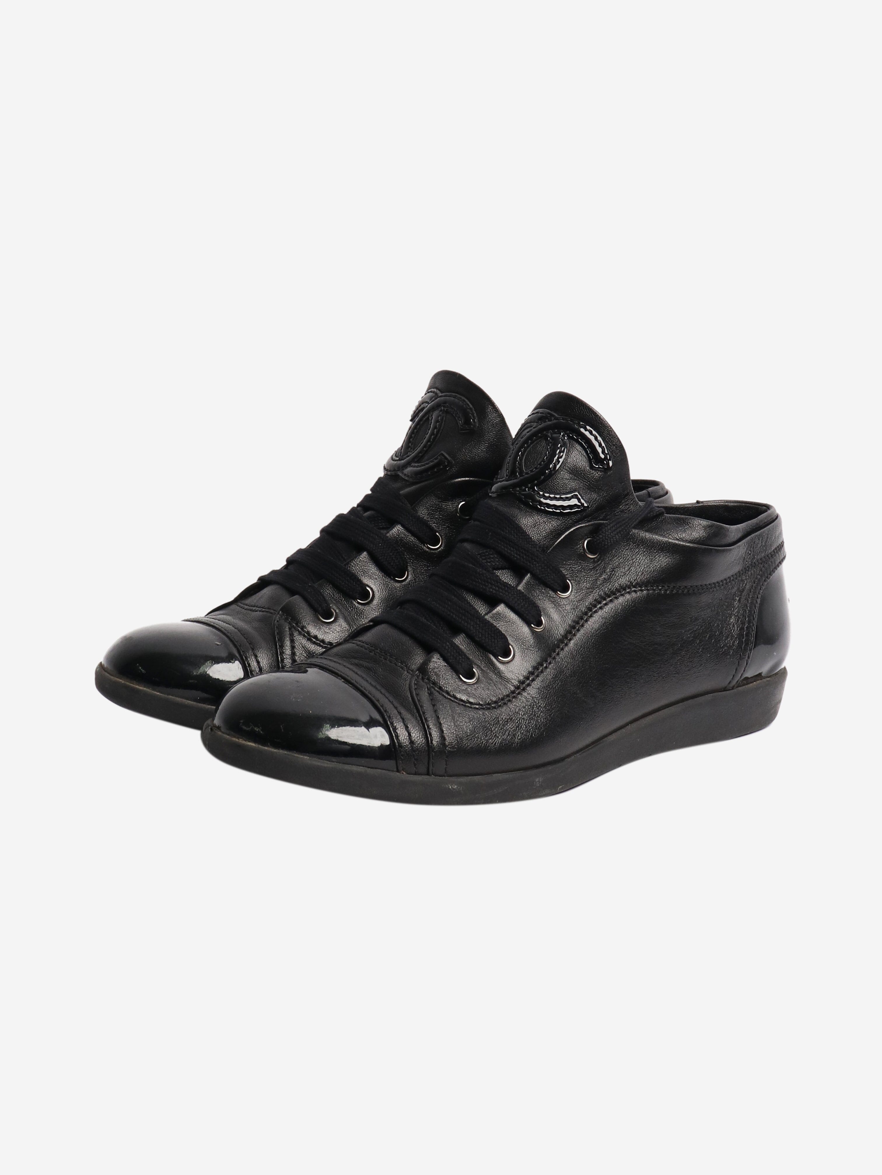Chanel Black lace up trainers - size EU 37.5 (UK 4.5) Trainers Chanel 