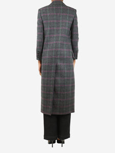 Burberry Grey double-breasted check wool coat - size UK 2