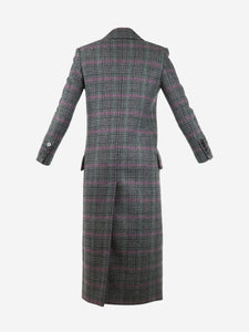 Burberry Grey double-breasted check wool coat - size UK 2