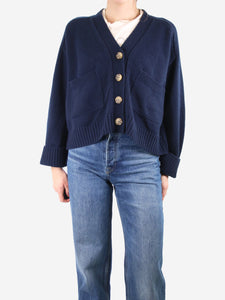 ME+EM Navy button-up wool cardigan - size M