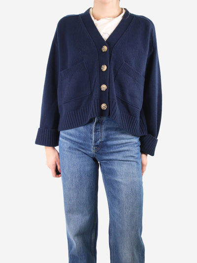 Navy button-up wool cardigan - size M Knitwear ME+EM 