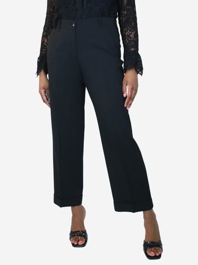 Black jacquard patterned trousers - size UK 16