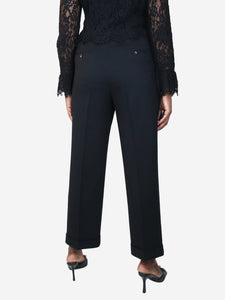 Etro Black jacquard patterned trousers - size UK 16