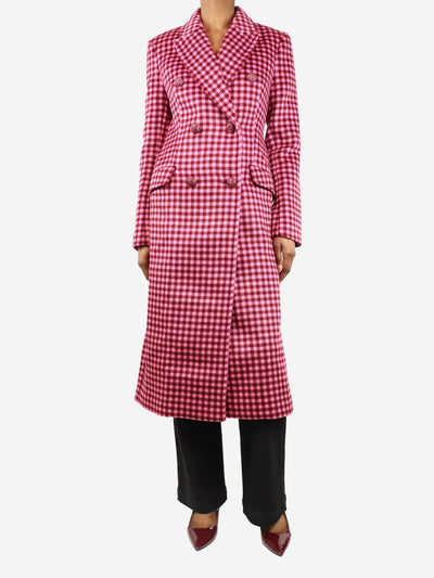 Pink double-breasted gingham brushed-wool coat - size UK 6 Coats & Jackets Rebecca Vallance 