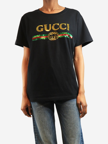 Black sequin logo t-shirt - size XS product image