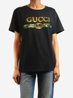 Black sequin logo t-shirt - size XS Tops Gucci 