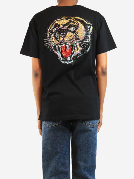 Black sequin logo t-shirt - size XS alternate image