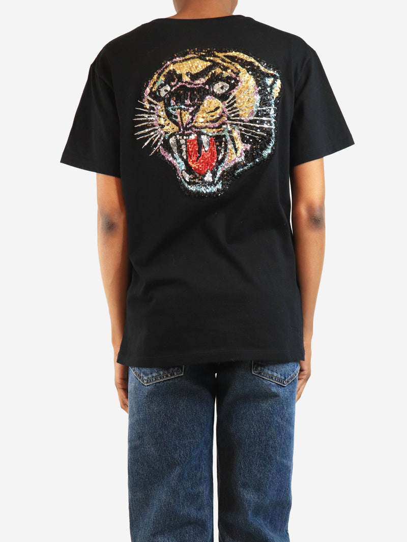 Black sequin logo t-shirt - size XS Tops Gucci 