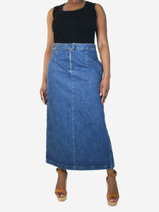 Raey Blue pleated denim maxi skirt - size UK 14