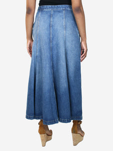 Raey Blue pleated denim maxi skirt - size UK 14