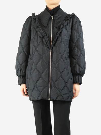 Black quilted frill jacket - size UK 10 Coats & Jackets Ganni 