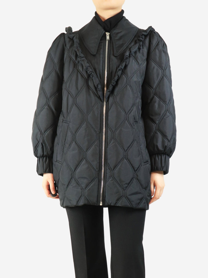 Black quilted frill jacket - size UK 10 Coats & Jackets Ganni 