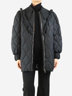 Black quilted frill jacket - size UK 10 Coats & Jackets Ganni 