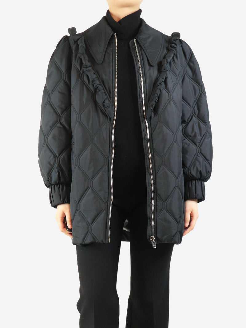 Black quilted frill jacket - size UK 10 Coats & Jackets Ganni 