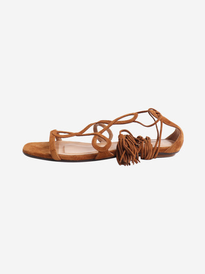 Tan Gitana 90mm suede sandals - size EU 36.5 Flat Sandals Aquazzura 