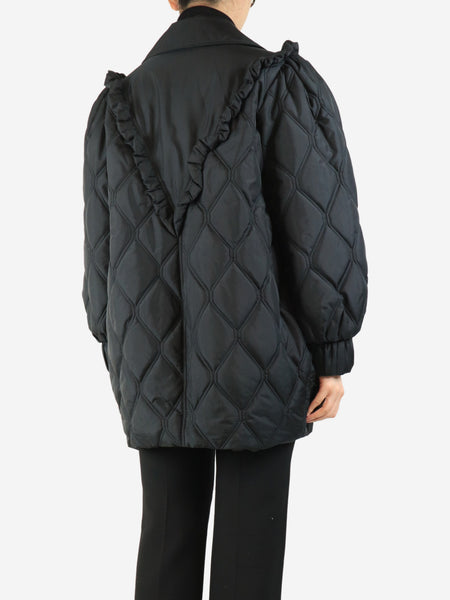 Black quilted frill jacket - size UK 10 alternate image
