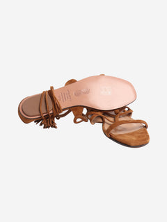 Tan Gitana 90mm suede sandals - size EU 36.5 Flat Sandals Aquazzura 