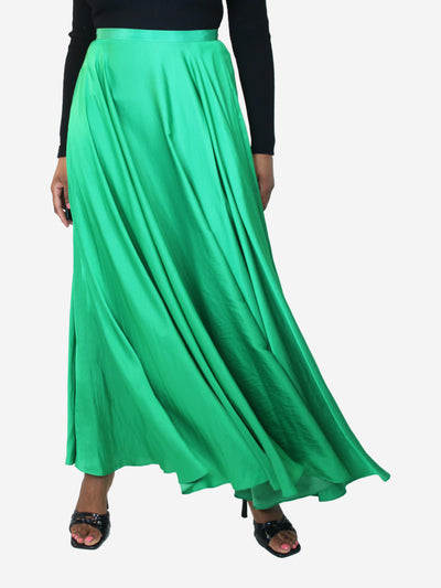Green satin draped maxi skirt - size UK 12 Skirts AZ Factory 