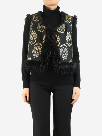 Black embroidered feather gilet - size UK 10 Coats & Jackets Giambattista Valli 