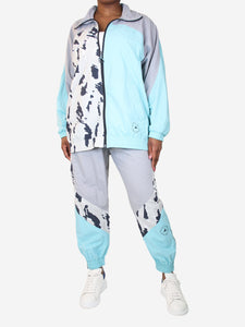 Adidas x Stella McCartney Grey and turquoise colourblock tracksuit set - size M