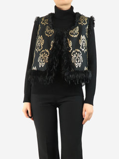 Black embroidered feather gilet - size UK 10 Coats & Jackets Giambattista Valli 
