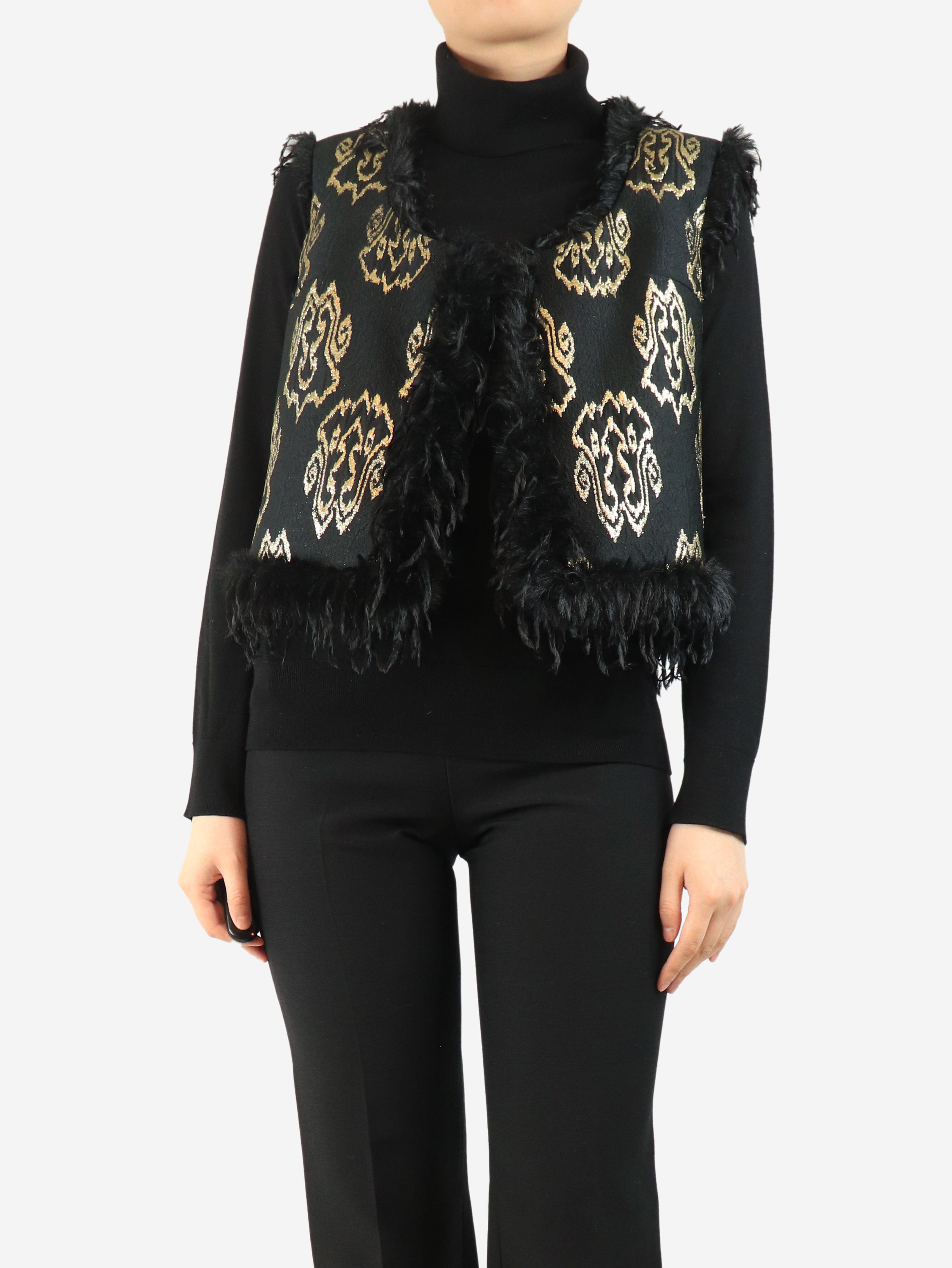 Black embroidered feather gilet - size UK 10 Coats & Jackets Giambattista Valli 
