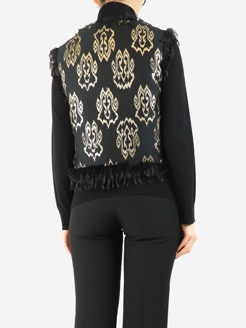 Black embroidered feather gilet - size UK 10 Coats & Jackets Giambattista Valli 