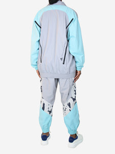 Adidas x Stella McCartney Grey and turquoise colourblock tracksuit set - size M