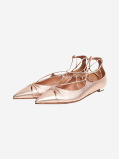 Rose gold Gabi leather ballet flats - size EU 37.5 Flat Shoes Aquazzura 