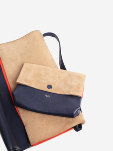 Celine Multicolour suede and leather shoulder bag