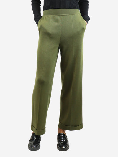 Green silk-blend wide-leg knit trousers - size UK 6 Trousers Loro Piana 