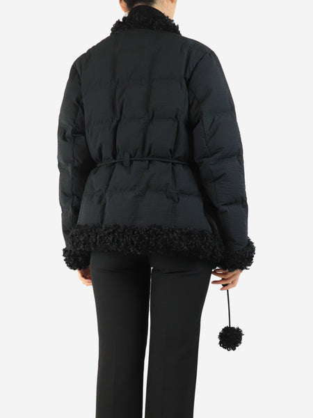 Black shearling detail down jacket - size S alternate image